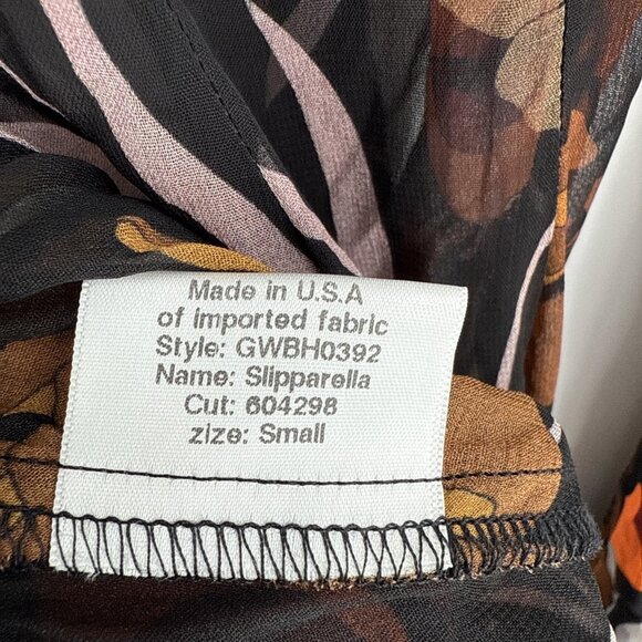 Katie May Size Small Bell Sleeve Black 70s Floral Dress Sheer Mini Dress - Picture 12 of 13